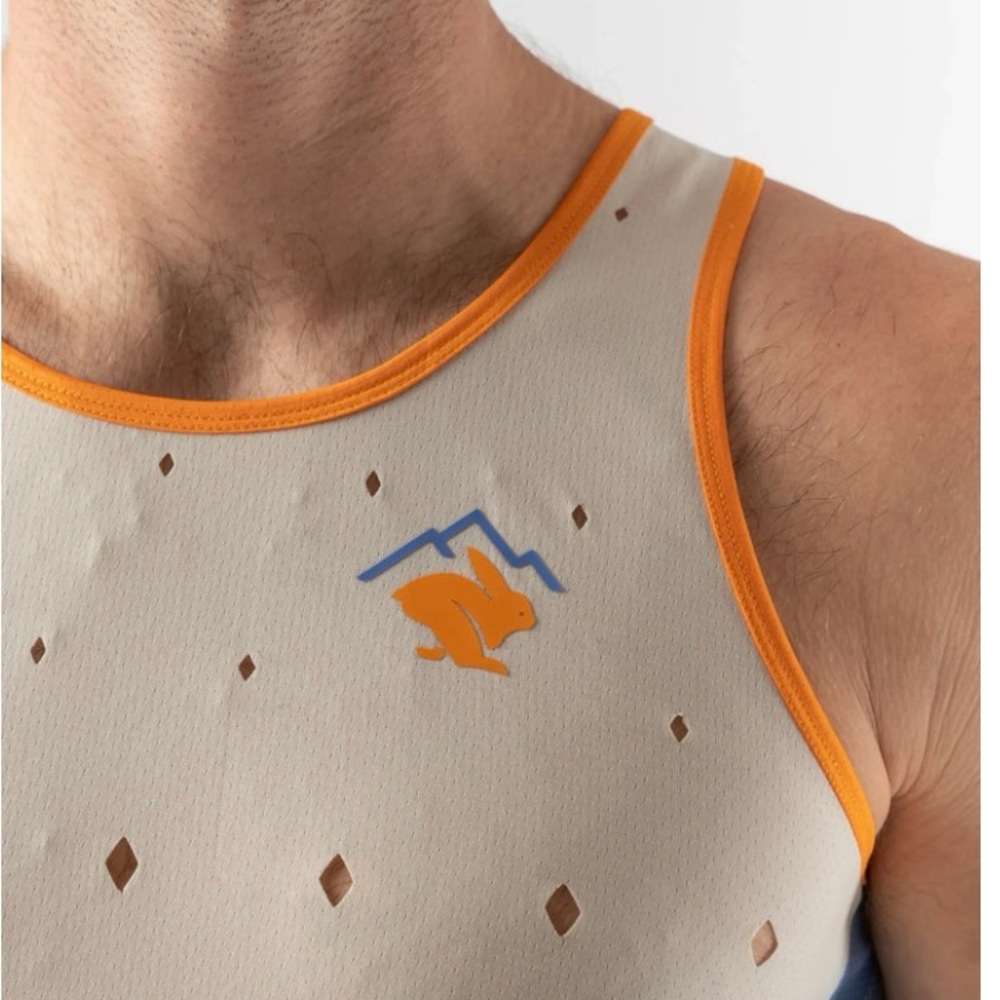 Rabbit Men's Cream and Blue Athletic Tank Top - Picture 3 of 6